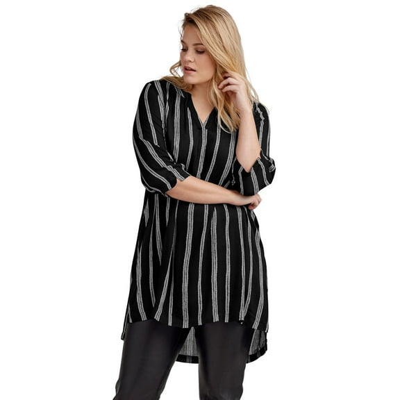 Ellos Women's Notch Neck Crinkle Tunic Tunic
