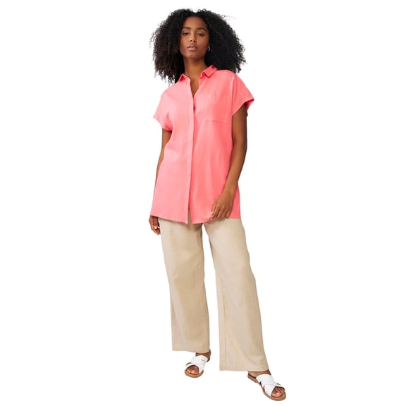Ellos Women's Oversized Linen Blend Tunic Tunic