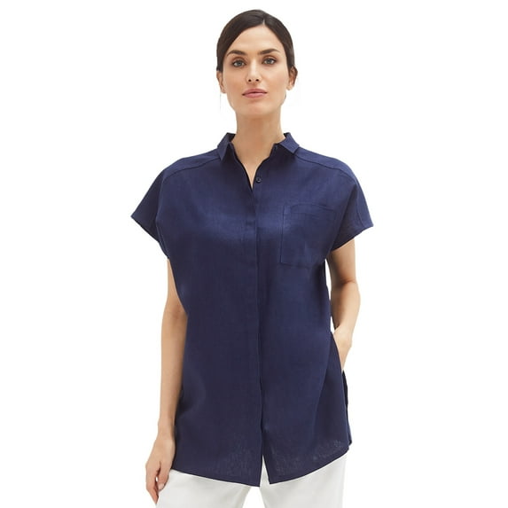 Ellos Women's Oversized Linen Blend Tunic Tunic