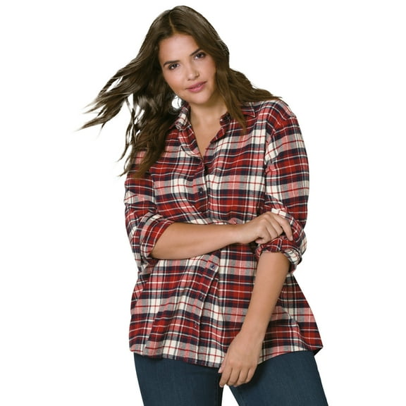 Ellos Women's Plaid Flannel Shirt Shirt