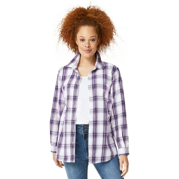 Ellos Women's Plaid Flannel Shirt Shirt