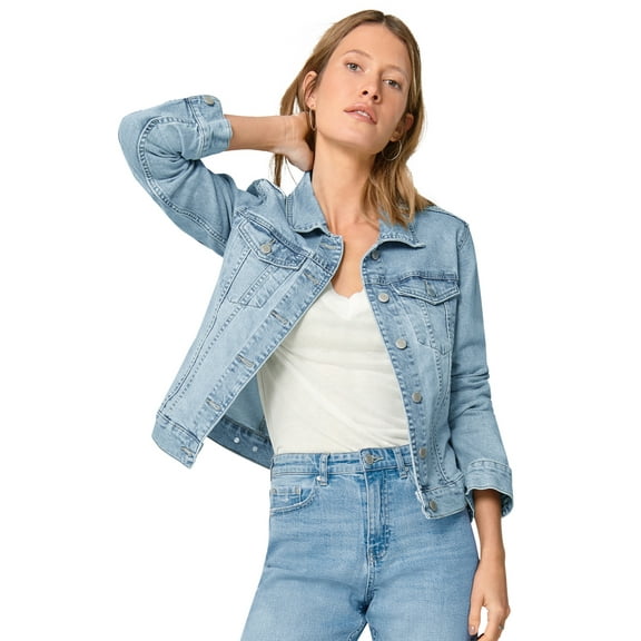 Ellos Women's Plus Size Classic Denim Jacket Oversized Jean Jacket