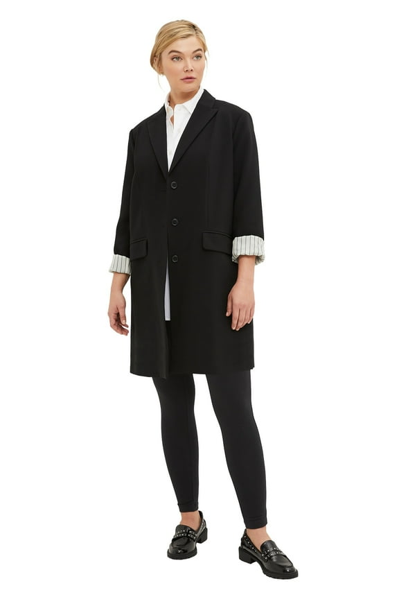 Women's Plus Size Long Boyfriend Blazer Relaxed Fit Jacket Work & Casual