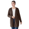 thumbnail image 1 of Ellos Women's Plus Size Open Front Waffle Cardigan Oversized Long Lightweight Sweater, 1 of 5
