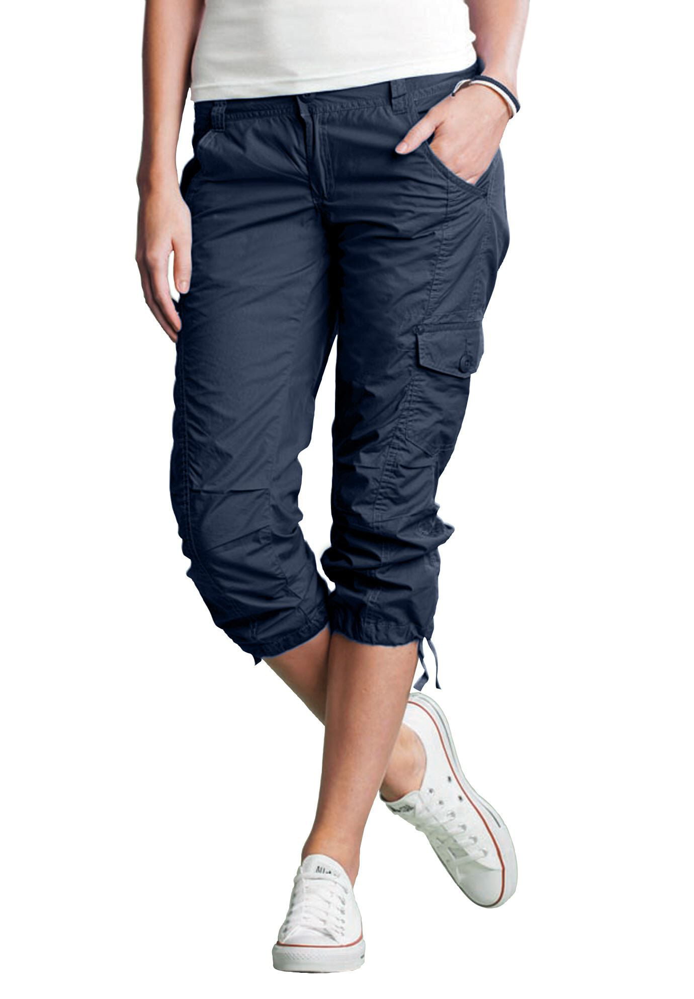 Ellos Women's Plus Size Stretch Slim Capris Pants - 10, Black at   Women's Clothing store