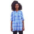 thumbnail image 1 of Ellos Women's Plus Size Striped Henley Tunic Oversized Long Top Wear with Leggings, 1 of 6
