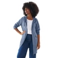 thumbnail image 1 of Ellos Women's Plus Size Zip-Front Hoodie With Zip Pockets French Terry Long Oversized Jacket, 1 of 2