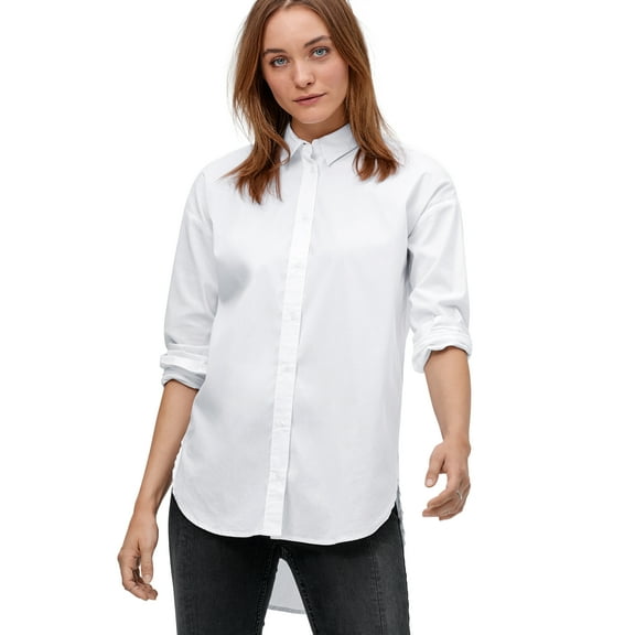 Ellos Women's Relaxed Button Front Stretch Tunic Shirt Tunic