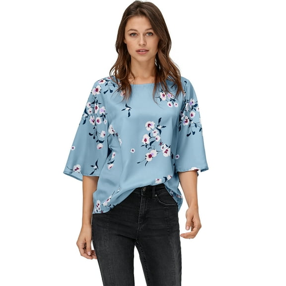 Ellos Women's Relaxed Wide Sleeve Blouse Shirt