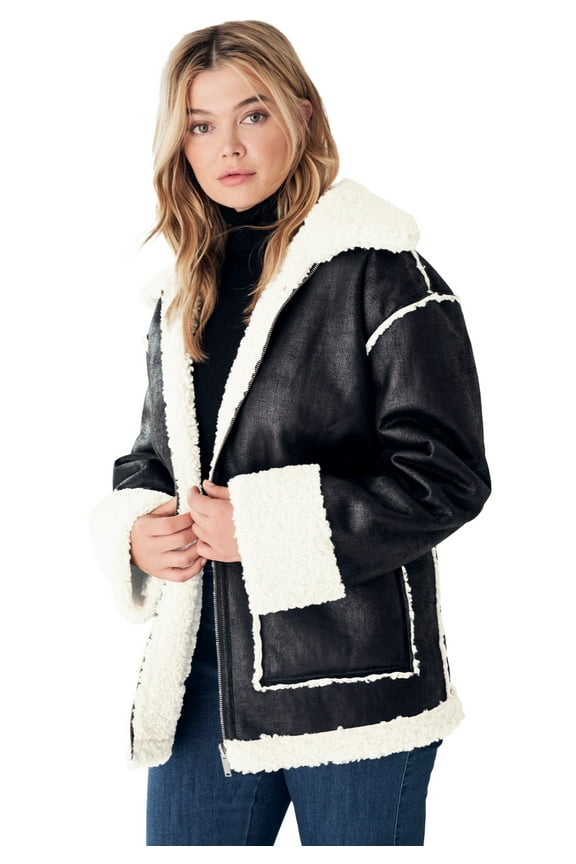 Women's Reversible Faux Suede Sherpa Jacket