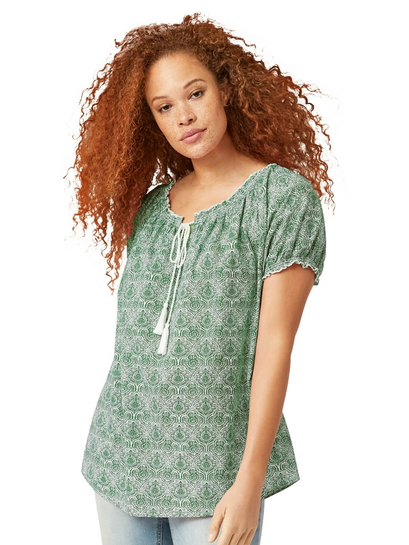 plus size ruffled peasant blouse