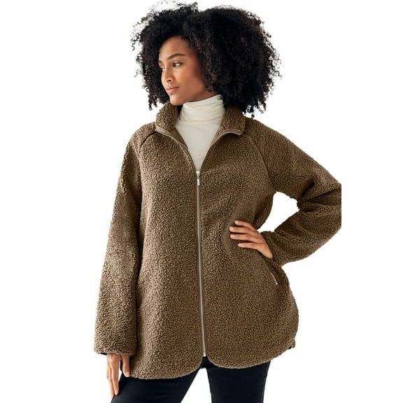 Ellos Women's Sherpa Zip-Front Jacket