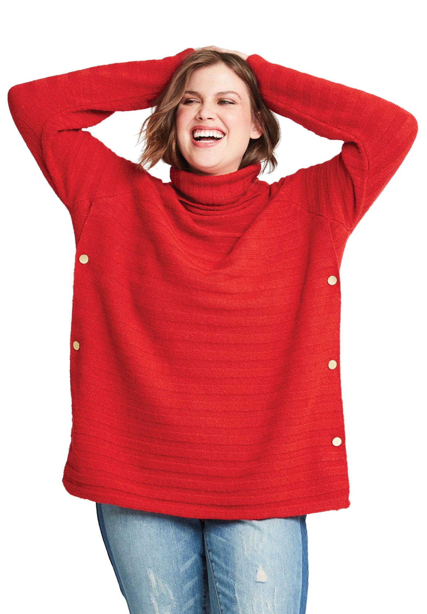 Side button turtleneck sweater cheap