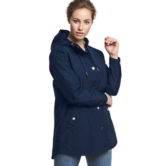 Ellos Women's Snap-Front Hooded Raincoat Raincoat