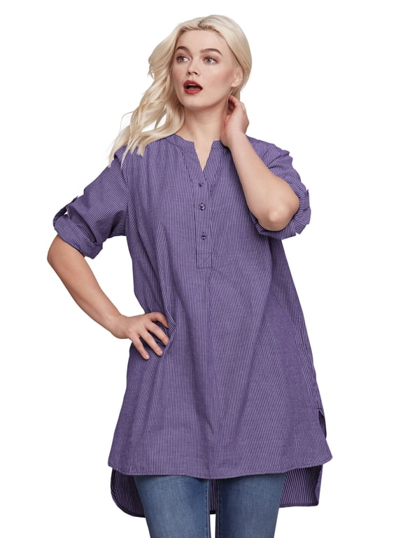 Women's Striped Henley Tunic Tunic