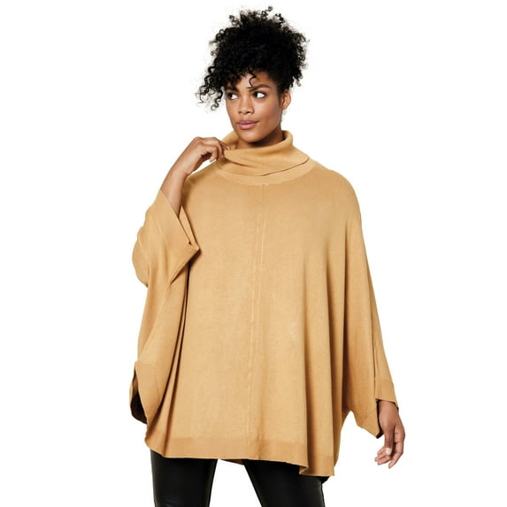 Ellos Women's Turtleneck Poncho Sweater Pullover