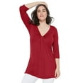 thumbnail image 1 of Ellos Plus Size Stretch Knit V-Neck 3/4 Sleeve Knot Front Tunic, 1 of 4