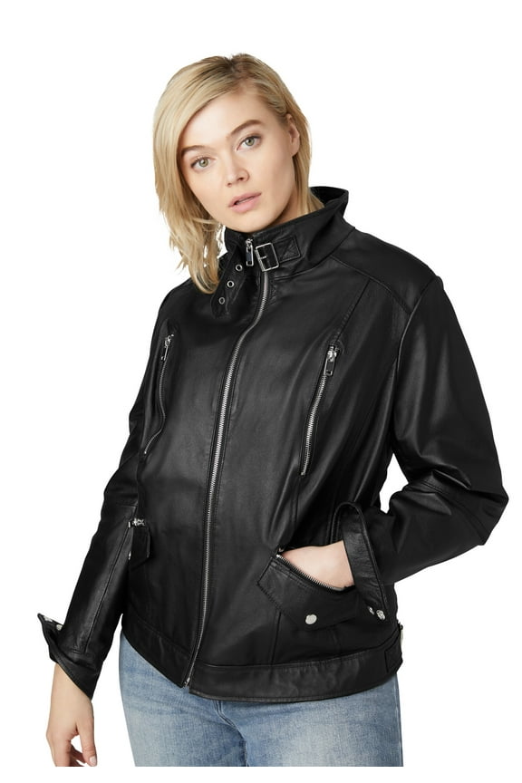 Women's Zip Front Leather Jacket Leather Jacket