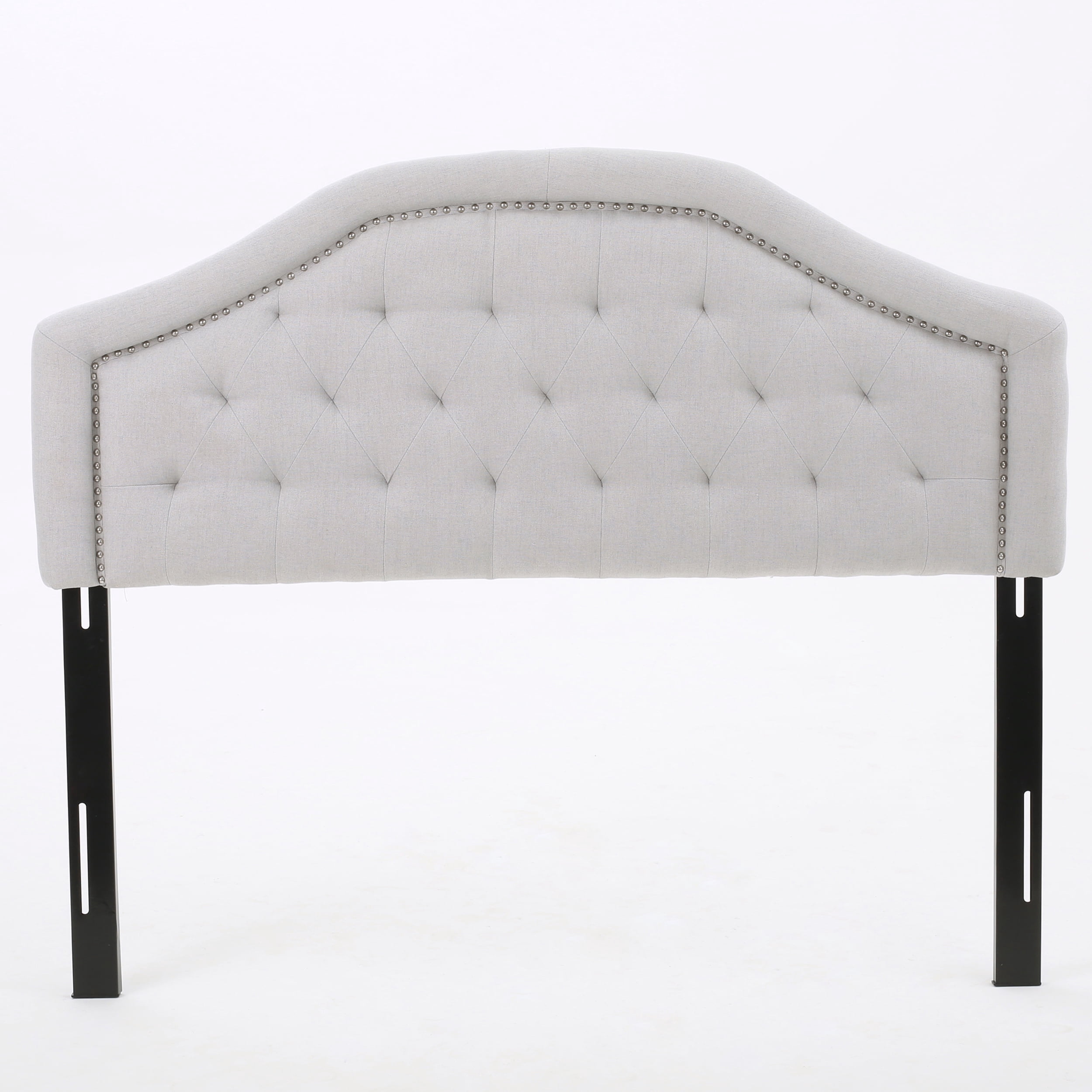 Ellsa Fabric Upholstered Full/Queen Headboard, Light Gray and Black