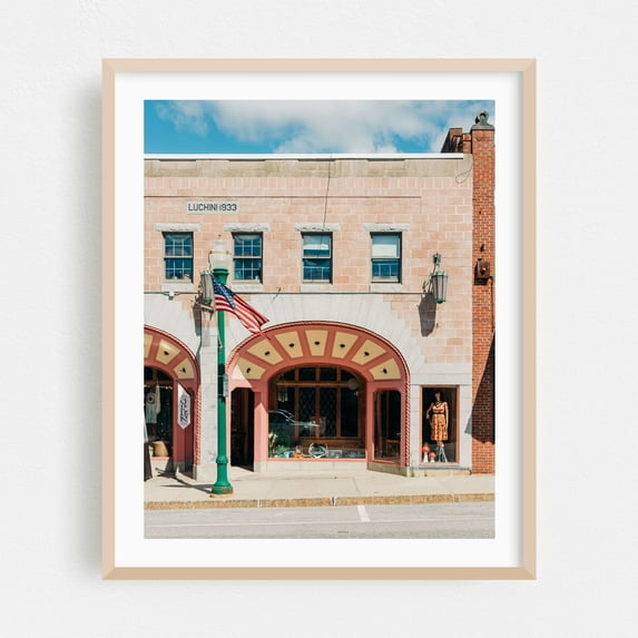 Ellsworth Architecture 01 - Ellsworth Maine Photography Architecture Vintage Street Photography City Retro Oak Framed Wall Art Print 12 x 16 inches