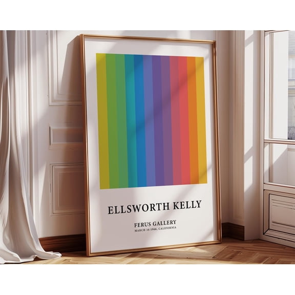 Ellsworth Kelly Inspired Print Colorful | Minimalist Color Bars Poster | Modern Exhibition Wall Art for Living Room | Entryway Statement Art, 8x12 UNFRAMED