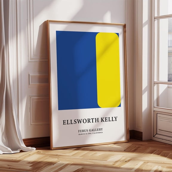 Ellsworth Kelly Yellow Blue Print Kelly Inspired Wall Art Museum Gallery Print Exhibition Style Bold Artwork For Living Room Or Office Wall Art, Modern Wall Decor, 8x12 UNFRAMED
