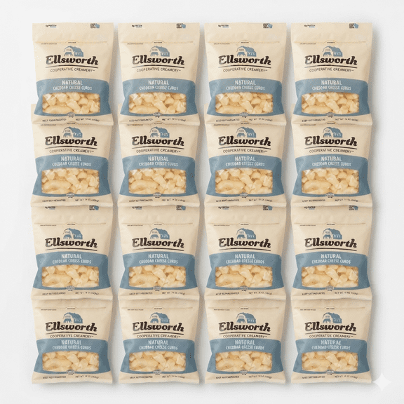 Ellsworth Natural Cheddar Cheese Curds, 16OZ, 16 Pack