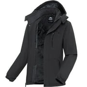 Ellswos-Sports Men's Winter Ski Jacket Waterproof Snow Coats Snowboard Fleece Lining Jacket Warm Parka with Hooded Camo L