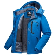 Women's Winter Ski Jacket Waterproof Snow Coats Snowboard Fleece Lining Jacket Warm Parka with Hooded Blue XXL
