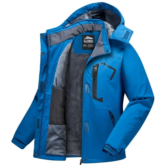 Ellswos-Sports Women's Winter Ski Jacket Waterproof Snow Coats Snowboard Fleece Lining Jacket Warm Parka with Hooded Black L