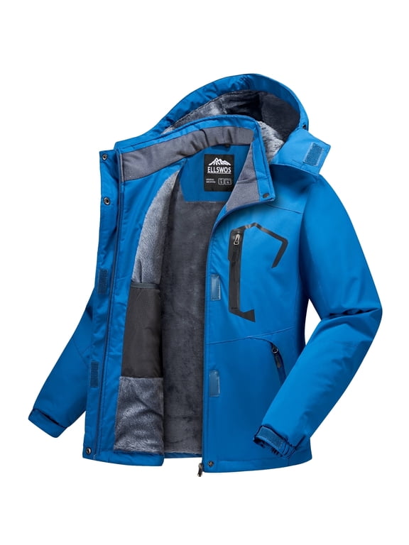 Women's Winter Ski Jacket Waterproof Snow Coats Snowboard Fleece Lining Jacket Warm Parka with Hooded Blue XXL