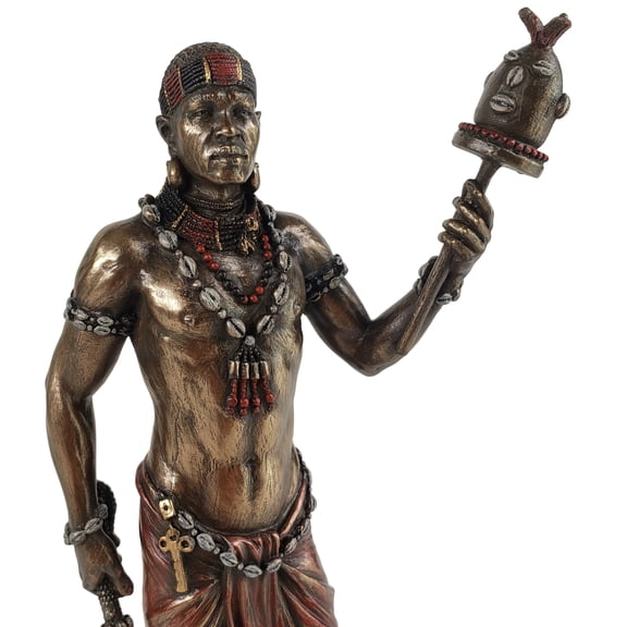 Ellugua- God of Travelers, Crossroads, and Fortune, Bronze, Red, Black, 8 7/8"
