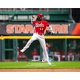 thumbnail image 1 of Elly De La Cruz Cincinnati Reds Unsigned Jump Throw Photograph, 1 of 1