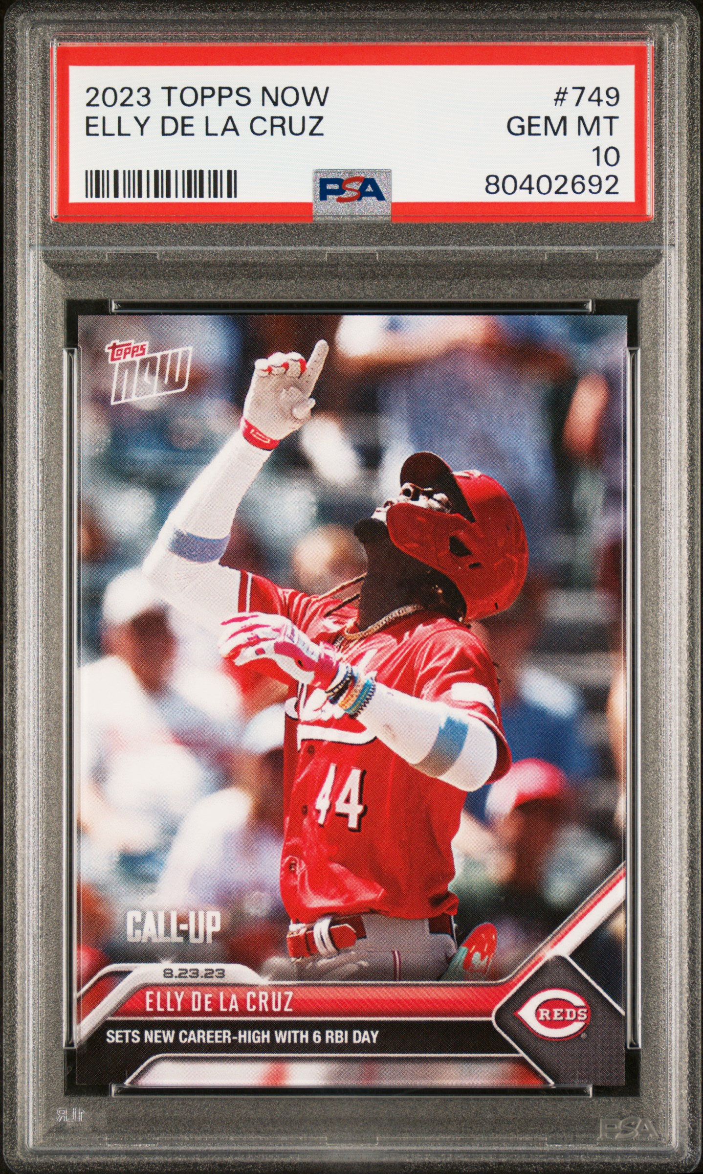Elly De La Cruz Reds 2023 Topps Now 6 RBI Rookie Card #749 PSA 10 