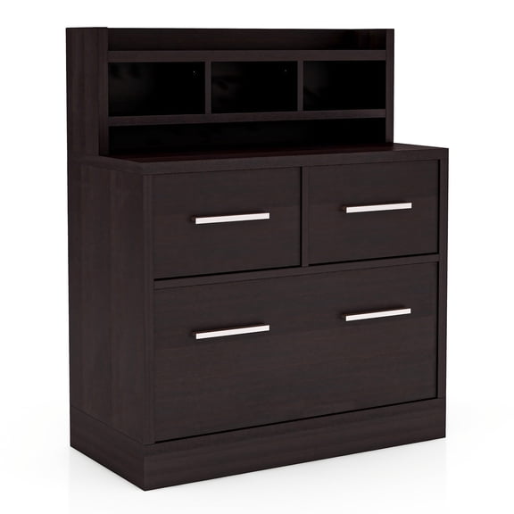 Elm 3-Drawer File Cabinet, Cappuccino