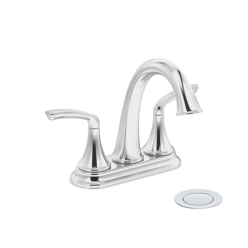 Elm 4 in. Polished Chrome Centerset Bathroom Faucet with Push Pop Drain
