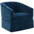 thumbnail image 1 of Elm Baltic Blue Polyester Fabric Skirted 360-degree Swivel Accent Chair, 1 of 12