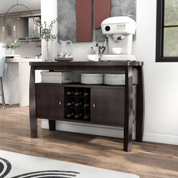 Elm Buffet Credenza with Wine Rack, Espresso