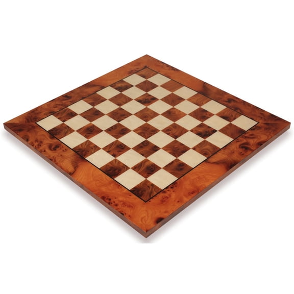 Elm Burl & Erable Chess Board - 2.375" Squares