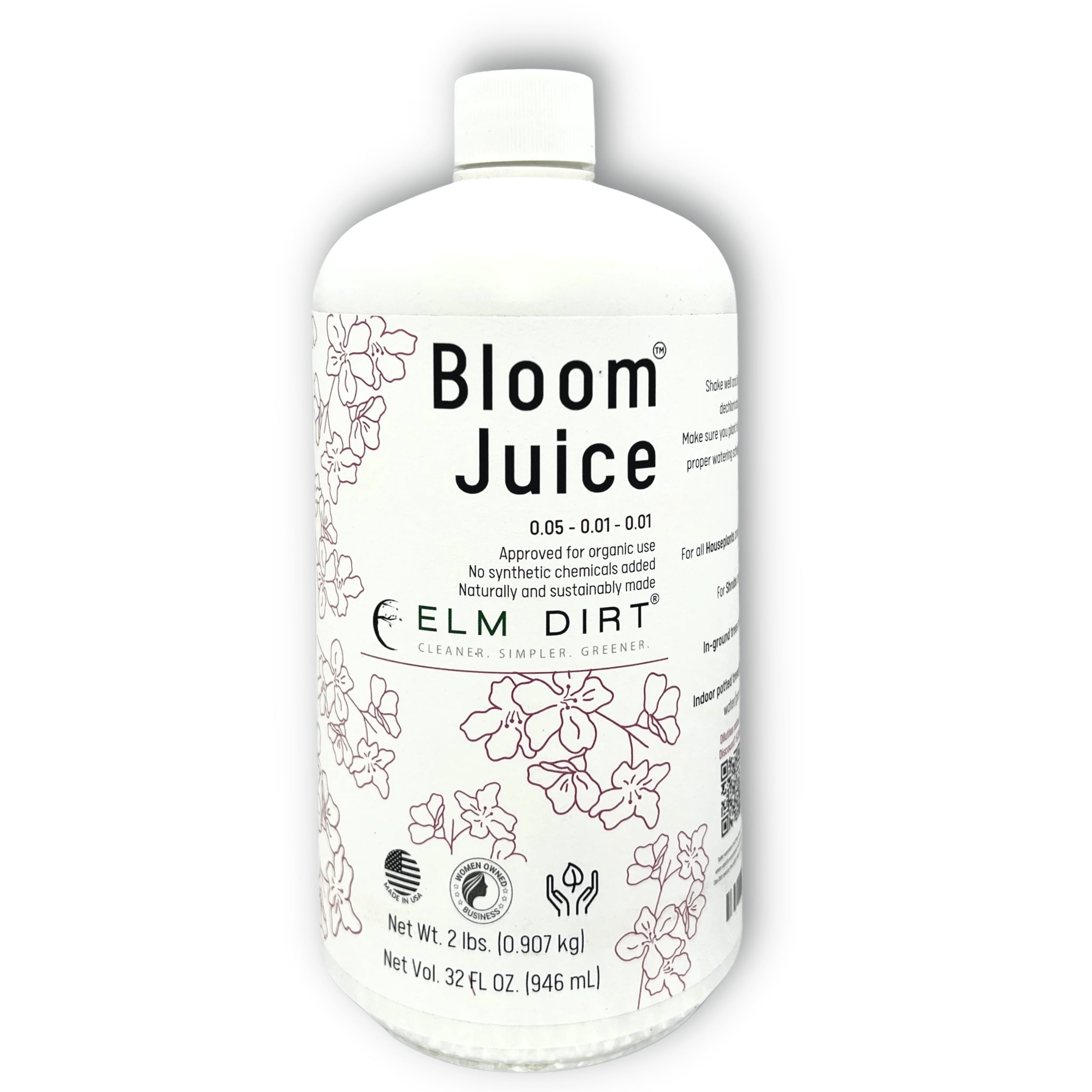 Elm Dirt's Super Fertilizer Bloom Juice, 32 oz Concentrate for Thriving