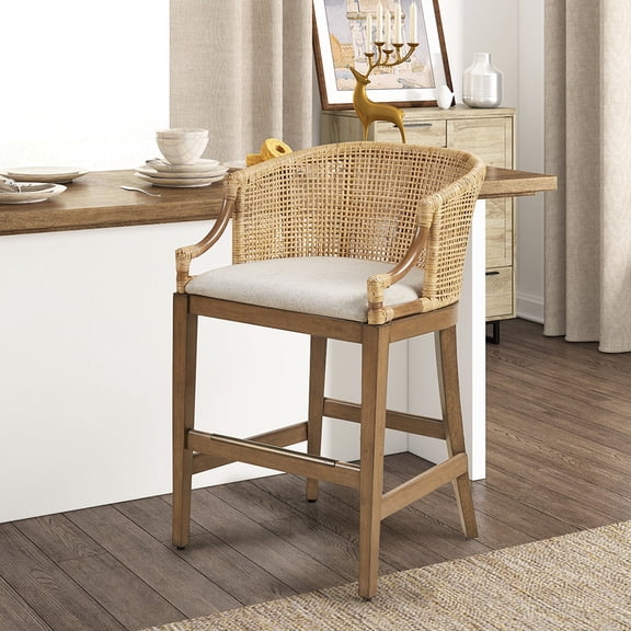 Elm Finish & Natural Rattan - Comfortable Seating - Dining Area - Warm Ambiance