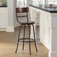 thumbnail image 1 of Elm Lane Langdon Glitter Bronze Swivel Bar Stool Brown 29" High Industrial Wood Seat with Backrest Footrest for Kitchen Counter Height Island House, 1 of 8
