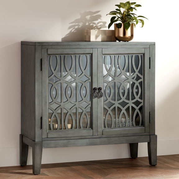 Elm Lane Pendleton 36" Wide Gray Wood 2-Shelf Decorative Cabinet