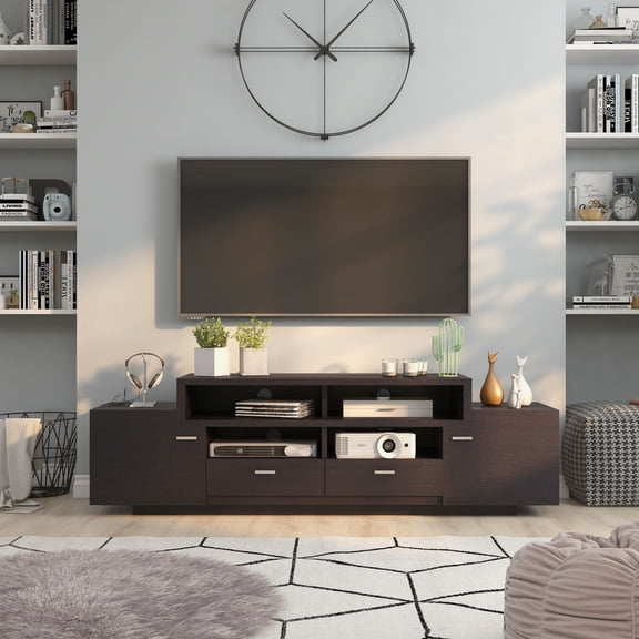 Elm Multi-Storage TV Stand Entertainment Console, Cappuccino, 72-inch