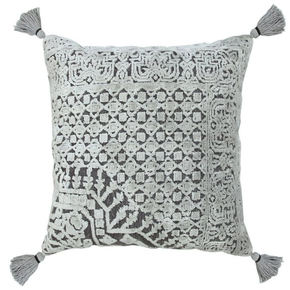 LR Home Gray Traditional Textured Geometric Throw Pillow