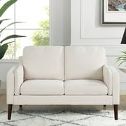 Elm & Oak Nathaniel Loveseat with Side Pocket and USB, Cream Upholstery