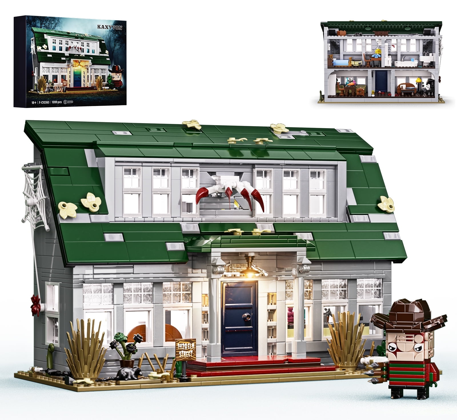 Elm Street House Building Blocks Sets Halloween Horror Decoration Building Toys Gift for Friends and Fans(1099Pcs)