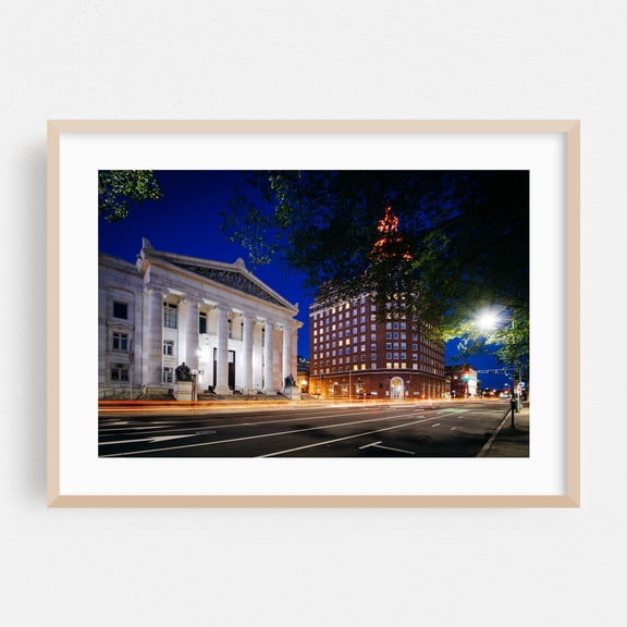 Elm Street, New Haven - New Haven Connecticut Photography Oak Framed Wall Art Print 12 x 18 inches