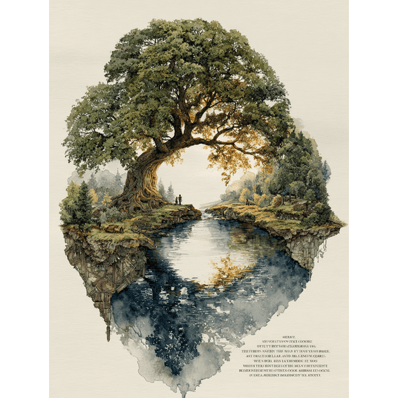 Elm Tree Watercolor Quote Canvas Print, Inspirational Tree Art, Nature Themed Home Wall Decor