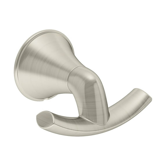Elm Wall-Mounted Double Robe Hook in Satin Nickel